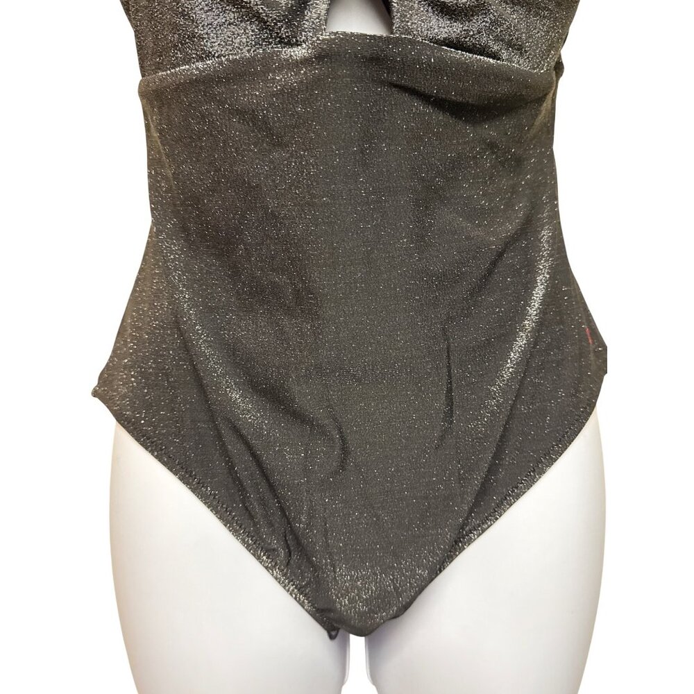 Robert Graham Swimsuit One Piece Women's Size 8 Black Metallic Sleek Designer - Picture 4 of 12